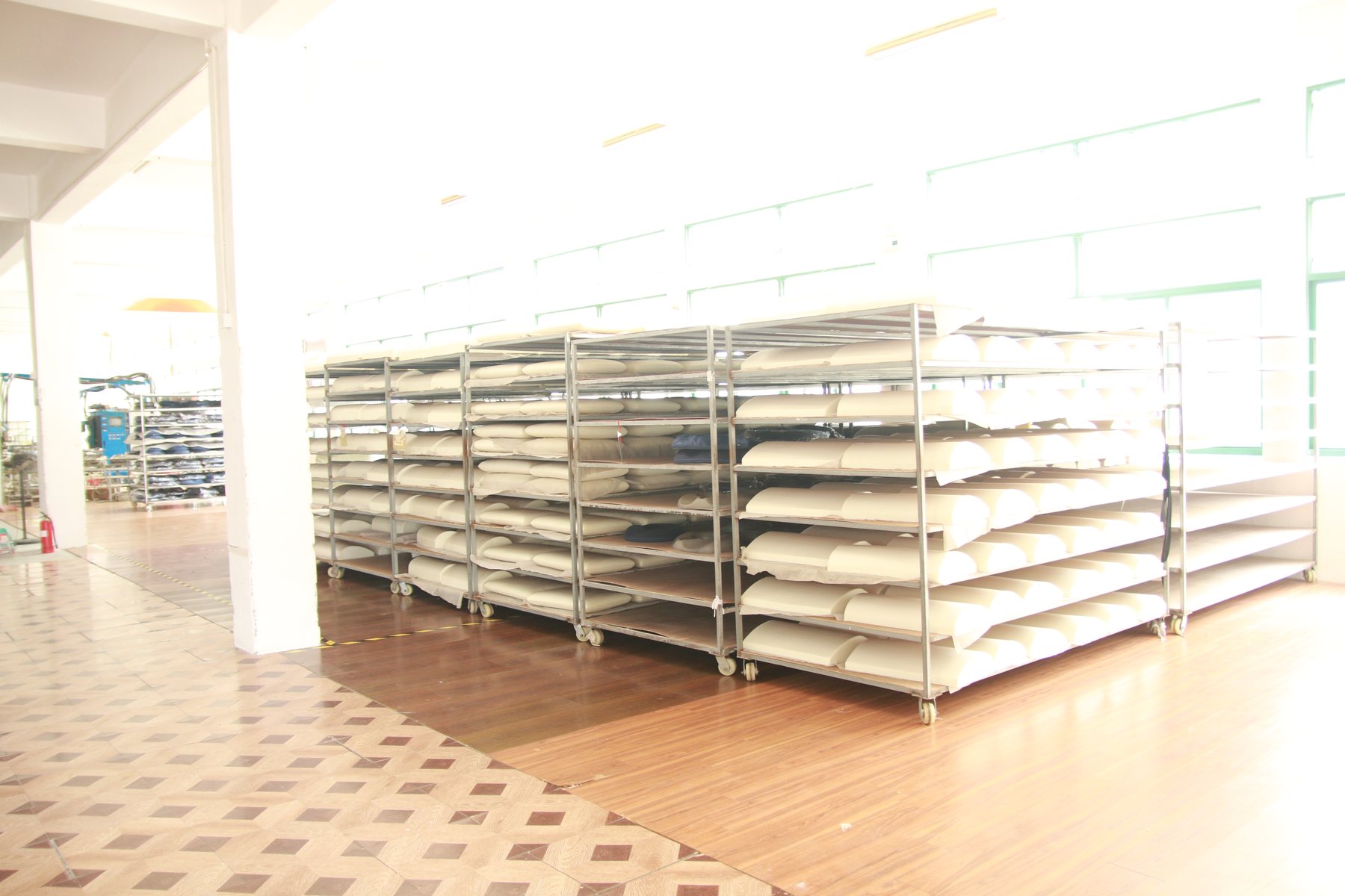 Pillow storage racks in Nantong factory